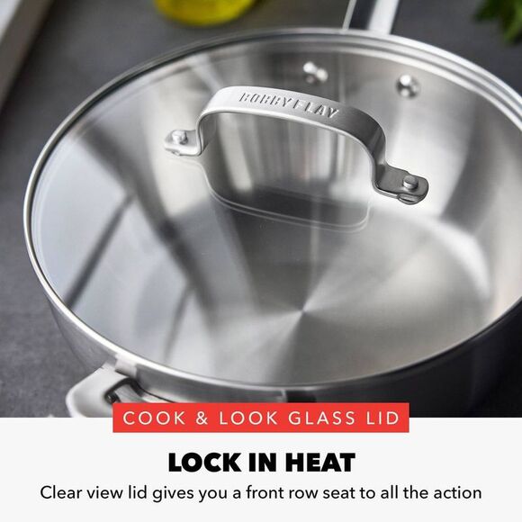 Bobby Flay - 3.5qt Stainless Steel Covered Chef's Pa Silver - Picture 7 of 8